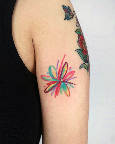 Beauteous Girls Fireworks Tattoos