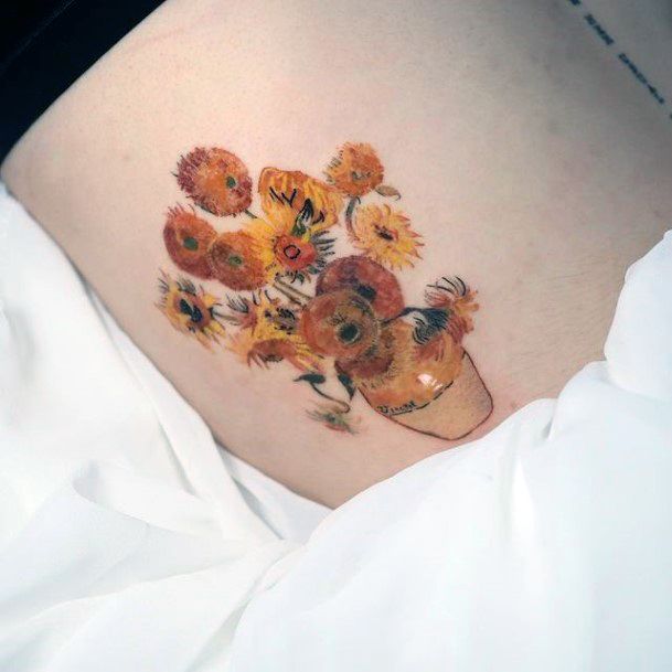 Beauteous Girls Flower Vase Tattoos