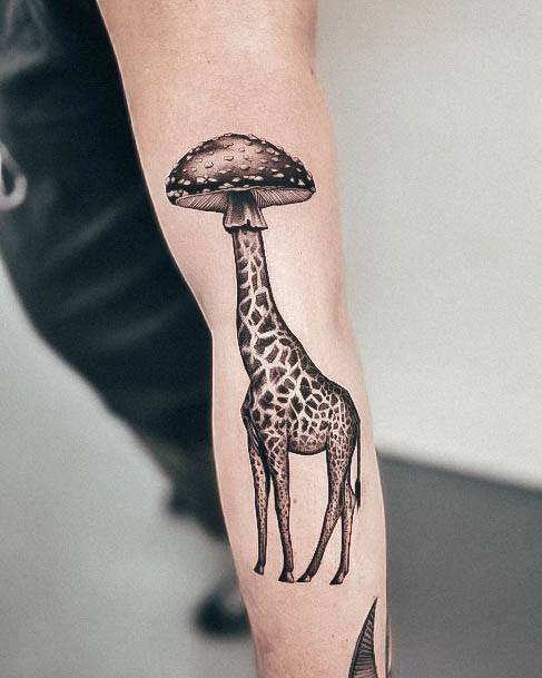 Beauteous Girls Giraffe Tattoos Mushroom Head Themed