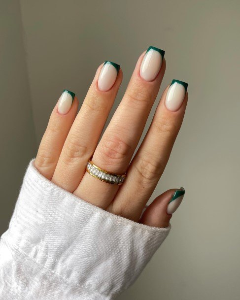 Beauteous Girls Green French Tip Nails