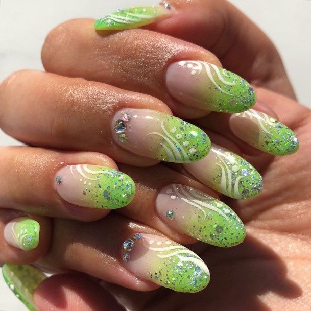 Beauteous Girls Green Ombre Nails