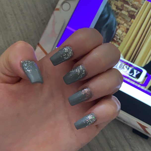 Beauteous Girls Grey With Glitter Nails
