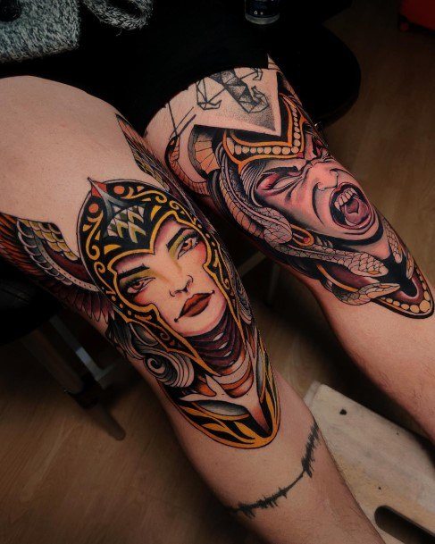 Beauteous Girls Knee Tattoos