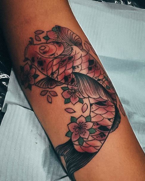 Beauteous Girls Koi Fish Tattoos Medium