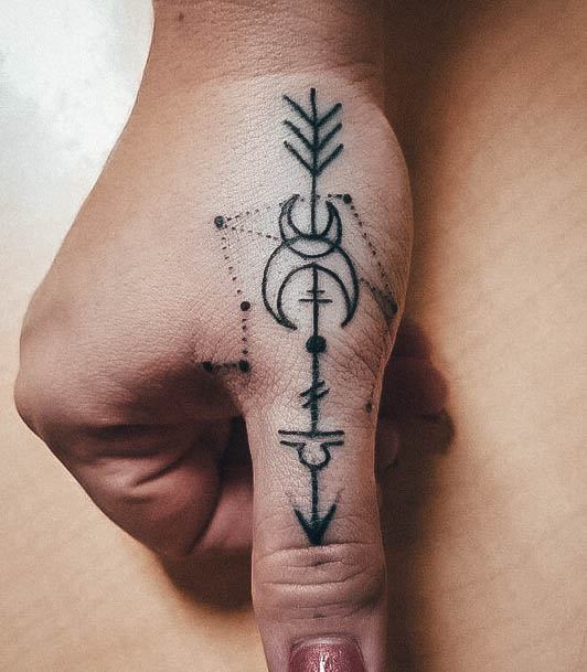 Beauteous Girls Libra Tattoos Finger Thumb Geometric