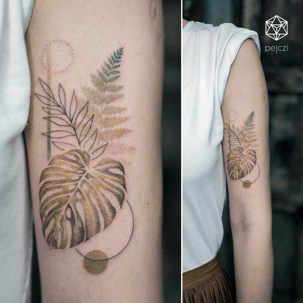 Beauteous Girls Monstera Tattoos