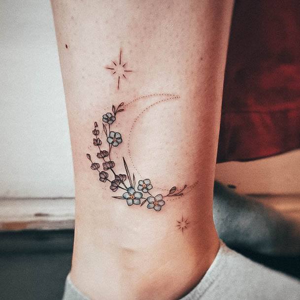 Beauteous Girls Moon And Stars Tattoos