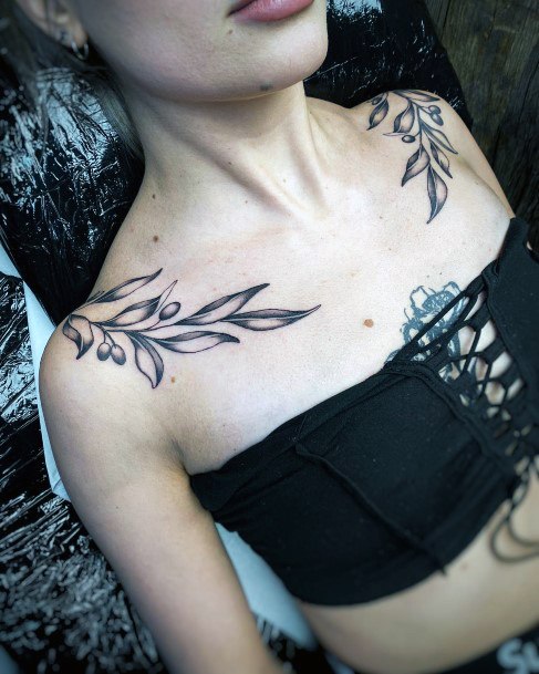 Beauteous Girls Olive Branch Tattoos