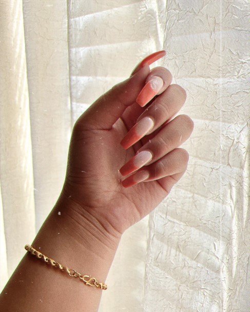 Beauteous Girls Orange French Tip Nails