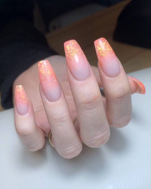 Beauteous Girls Orange Ombre Nails