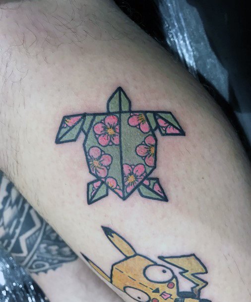 Beauteous Girls Origami Tattoos Turtle