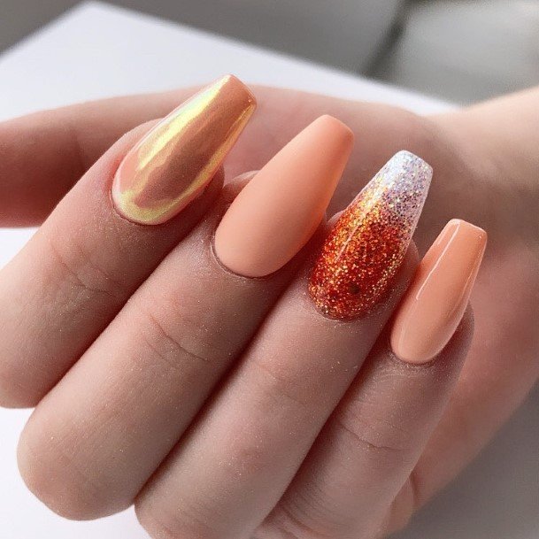 Beauteous Girls Peach Matte Nails