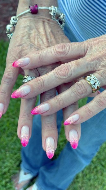 Beauteous Girls Pink Ombre With Glitter Nails