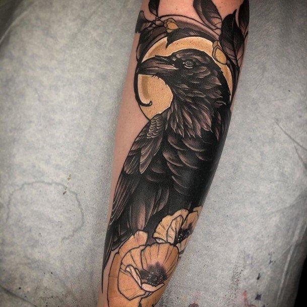 Beauteous Girls Raven Tattoos Forearm Sleeve Neo Traditional