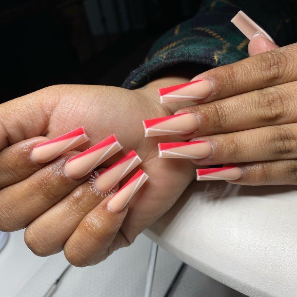 Beauteous Girls Red And White Nails
