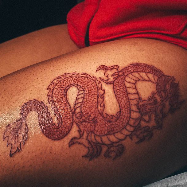 Beauteous Girls Red Dragon Tattoos