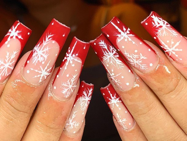 Beauteous Girls Red French Tip Nails