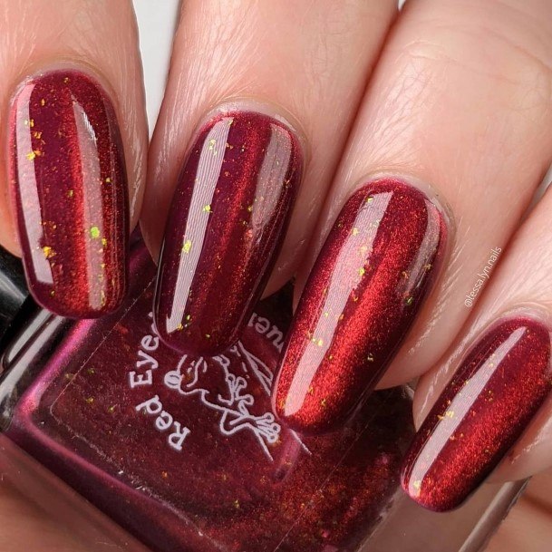 Beauteous Girls Red Glitter Nails