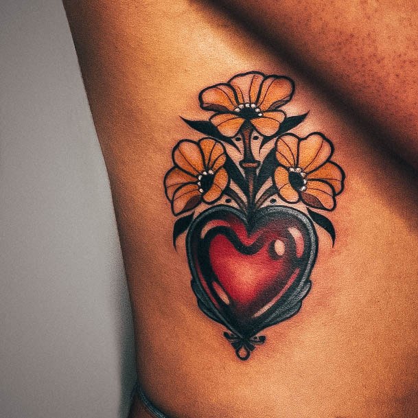 Beauteous Girls Sacred Heart Tattoos