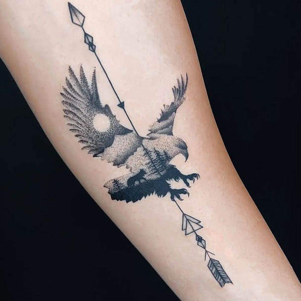 Beauteous Girls Sagittarius Tattoos Flying Eagle