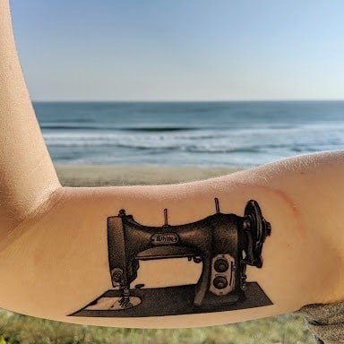 Beauteous Girls Sewing Machine Tattoos