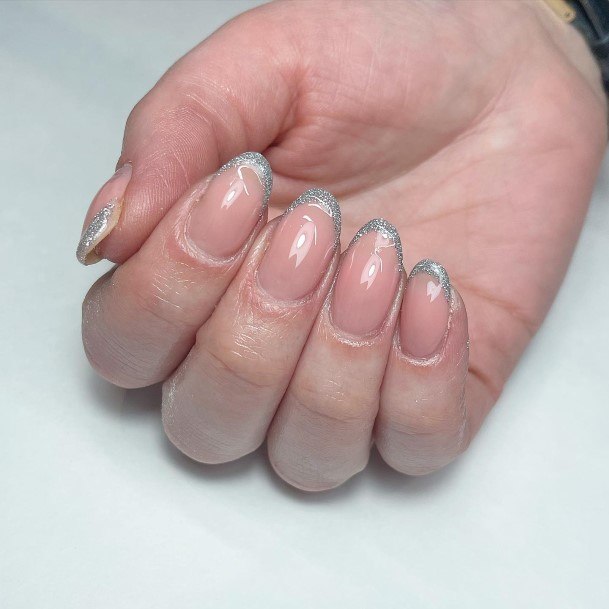 Beauteous Girls Silver French Tip Nails