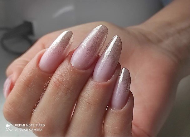 Beauteous Girls Silver Ombre Nails