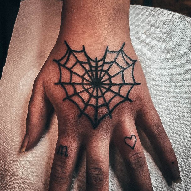 Beauteous Girls Small Spider Web Tattoos