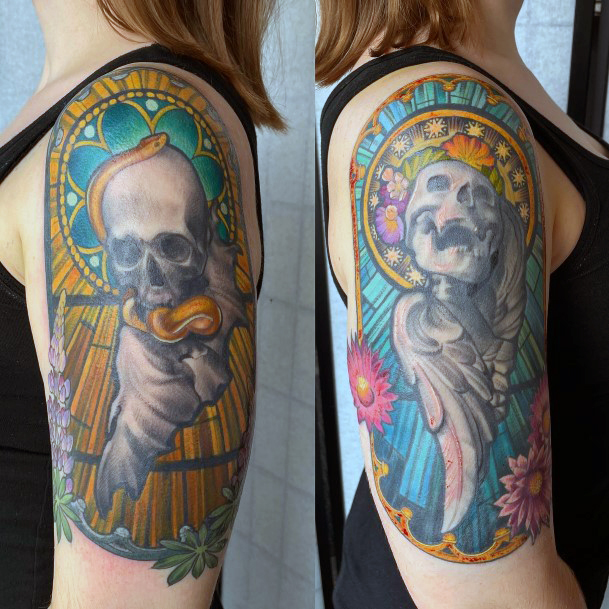 Beauteous Girls Stained Glass Tattoos