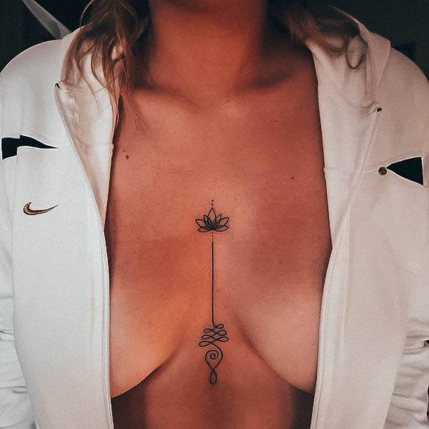 Beauteous Girls Sternum Tattoos Simple Small