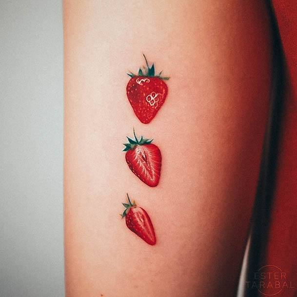 Beauteous Girls Strawberry Tattoos