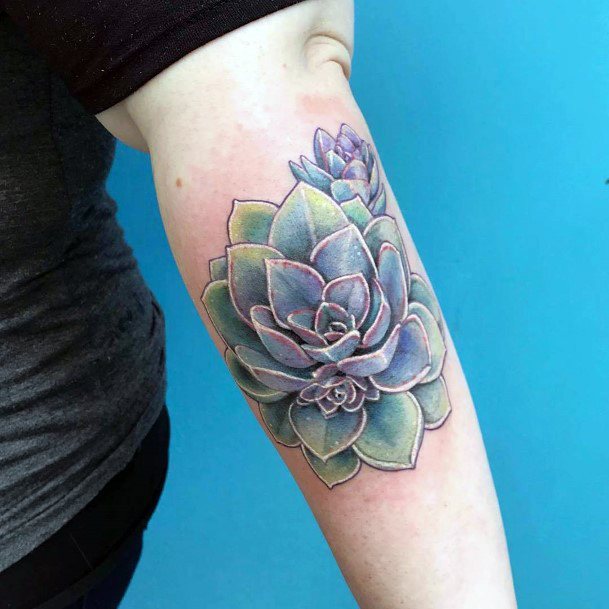 Beauteous Girls Succulent Tattoos