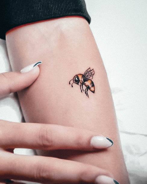 Beauteous Girls Tiny Tattoos Forearm Bee