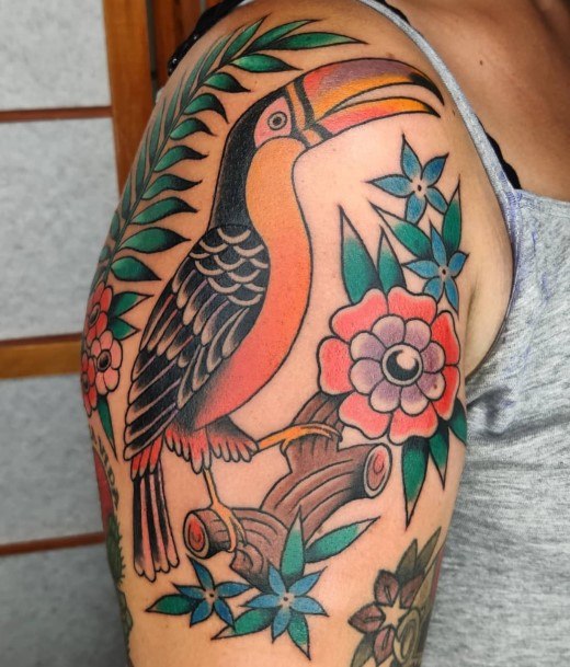 Beauteous Girls Toucan Tattoos