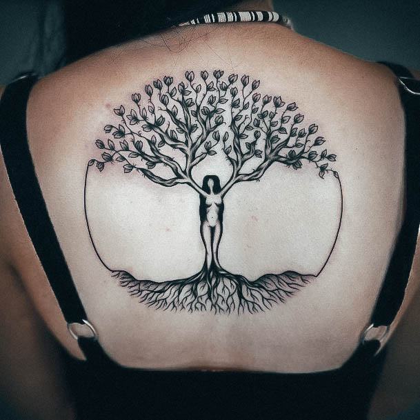 Beauteous Girls Tree Of Life Tattoos Back