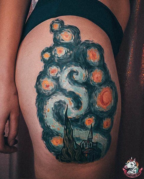 Beauteous Girls Van Gogh Tattoos