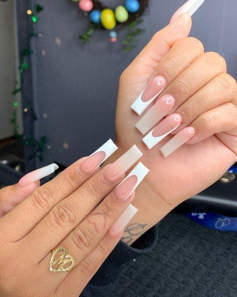 Beauteous Girls White French Nails