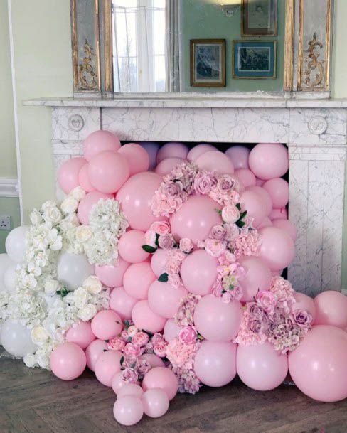 Beautiful Balloon Decor Wedding Ideas Fire Place Backdrop