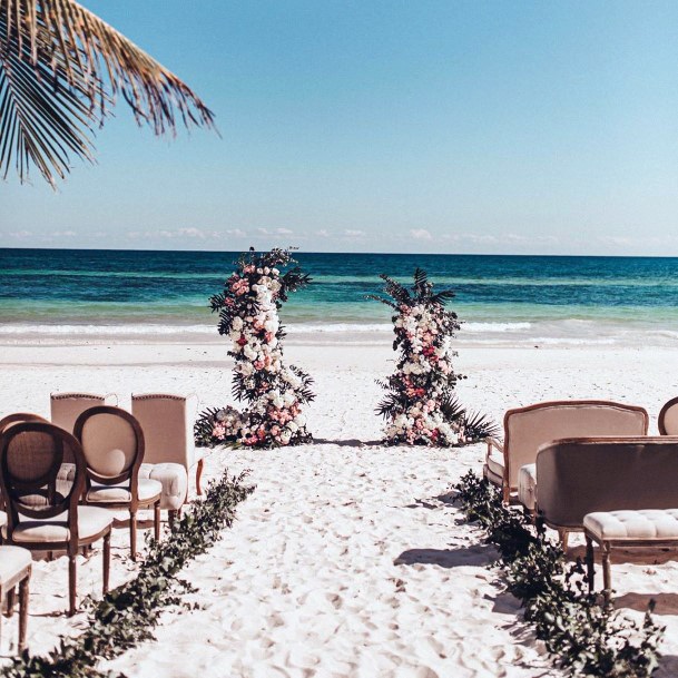 Beautiful Beach Ceremony In The Sand Beach Wedding Ideas