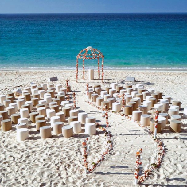 Beautiful Beach Ceremony Pouf Seating Beach Wedding Ideas