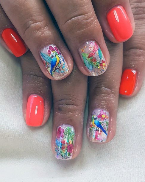 Beautiful Bird Tropical Nails Women