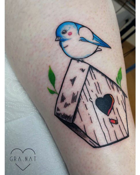 Beautiful Birdhouse Tattoo Design Ideas For Women