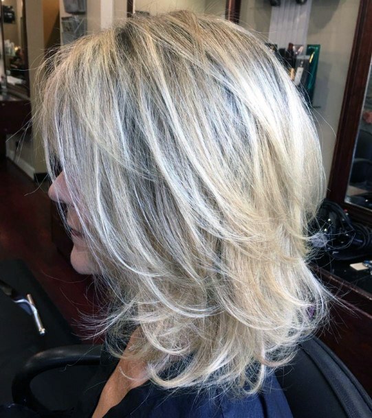 Beautiful Blonde Textured Layers Medium Length Hairstyles For Women Over 50