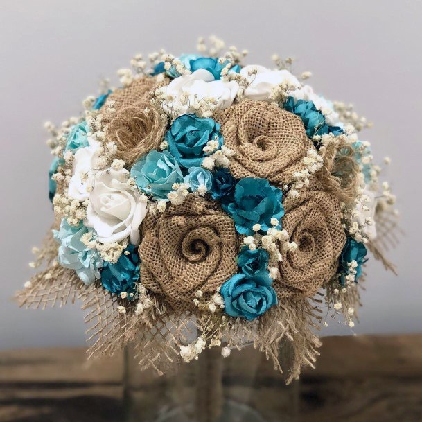 Beautiful Blue And Burlap Rose Wedding Decor