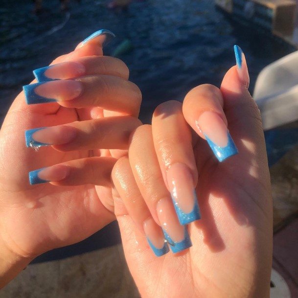 Beautiful Blue French Tip Nail Design Ideas For Women