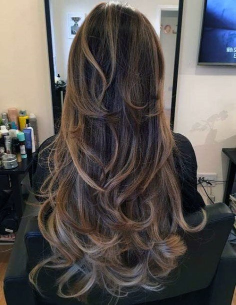 Beautiful Brown Caramel Layered And Bouncy Ombre Women’s Hairstyle Inspiration