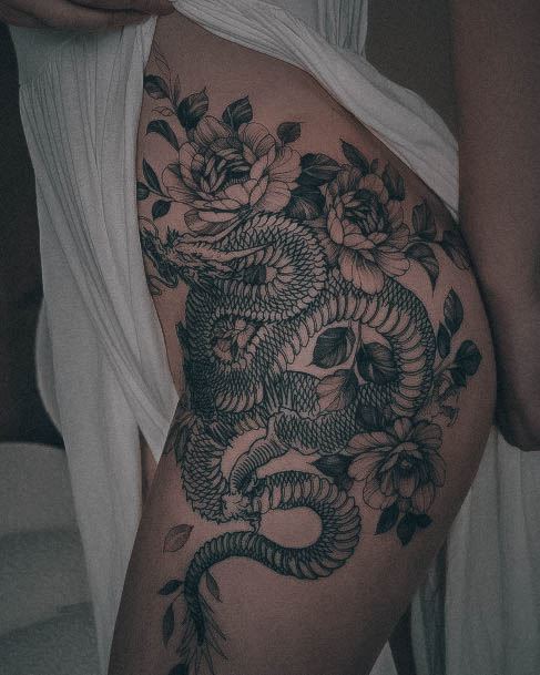 Beautiful Butt Tattoo Design Ideas For Women Snake