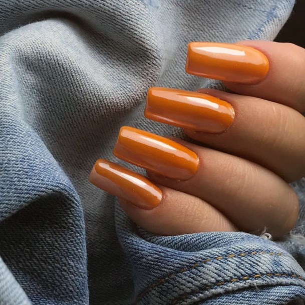 Beautiful Caramel Mirror Nails Ideas For Women Squared Tip