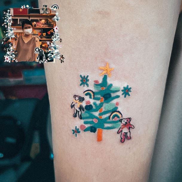 Beautiful Christmas Tree Tattoo Design Ideas For Women