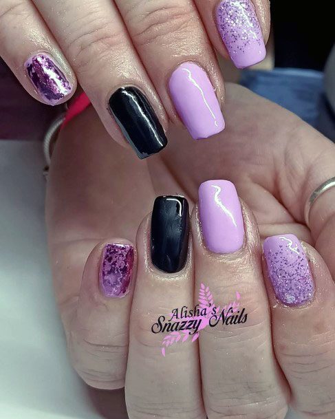 Top 50 Best Black And Purple Nails For Women - Royal Design Ideas